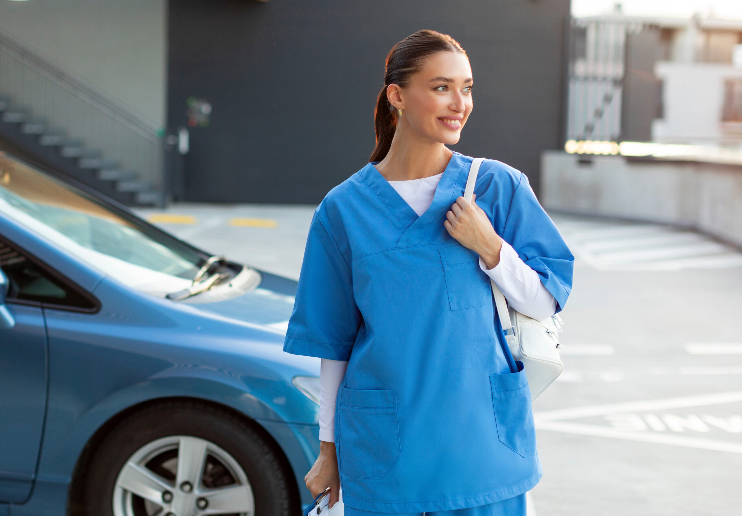 Managing hospital employee parking compliance.