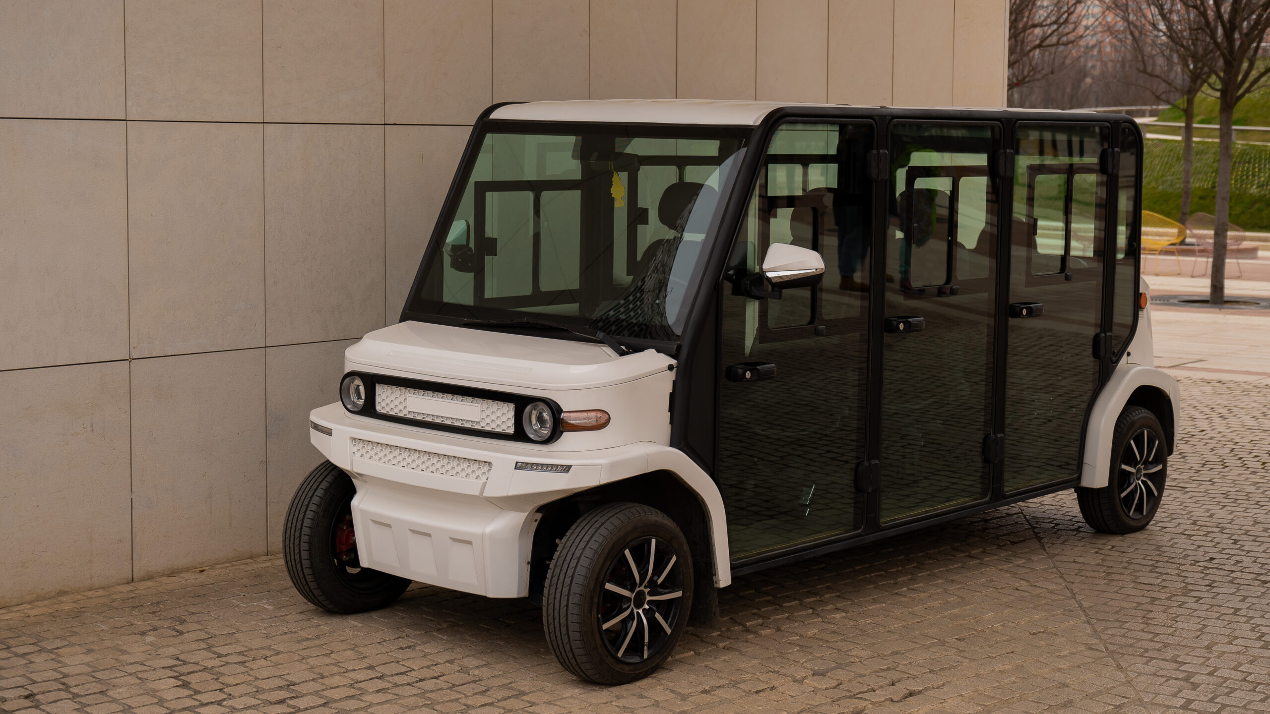 An electric vehicle shuttle operation at a hospital.